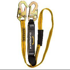 01220 6' Single Leg Shock Absorbing Lanyard with Snap Hooks
