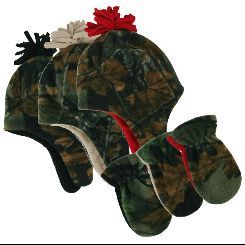 32134 Boys Sport Fleece Camo Helmet Set with Mittens